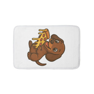 Cute Dachshund cartoon pizza pizza lover dog Bath Mat