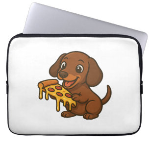 Cute Dachshund cartoon pizza pizza lover dog Laptop Sleeve