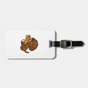 Cute Dachshund cartoon pizza pizza lover dog Luggage Tag
