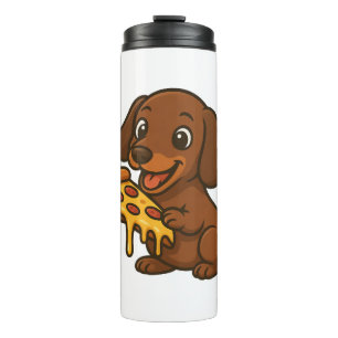 Cute Dachshund cartoon pizza pizza lover dog Thermal Tumbler