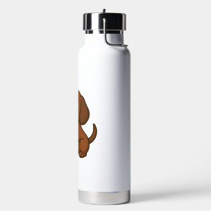 Cute Dachshund cartoon pizza pizza lover dog Water Bottle