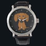 Cute Dachshund | Cartoon Wiener Dog Watch<br><div class="desc">This original wiener dog wrist watch is available in assorted styles for men,  women and kids. A cool fashion accessory that makes a great gift for smooth coated red Dachshund lovers. Visit Jenn’s Doodle World for many more stylish dog breed watches.</div>