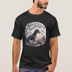 Cute Dachshund Cherry Blossom Dog Breed Japanese W T-Shirt