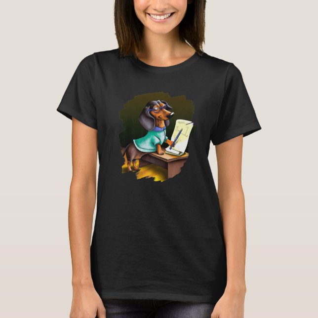 Cute Dachshund Chiweenie Teacher Professor School  T-Shirt (Front)
