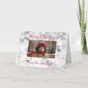 Cute Dachshund Christmas Holiday Card