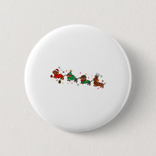 Cute Dachshund Christmas Parade Christmas  6 Cm Round Badge