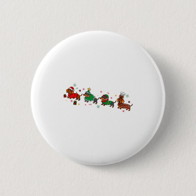 Cute Dachshund Christmas Parade Christmas  6 Cm Round Badge (Front)