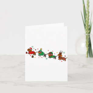 Cute Dachshund Christmas Parade Christmas  Card