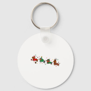 Cute Dachshund Christmas Parade Christmas Key Ring