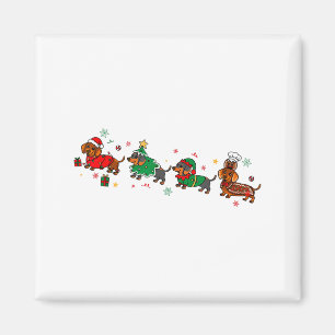 Cute Dachshund Christmas Parade Christmas Magnet