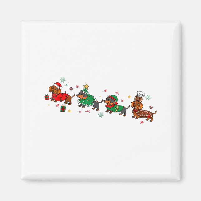 Cute Dachshund Christmas Parade Christmas  Magnet (Front)