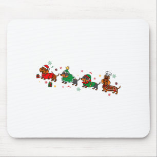 Cute Dachshund Christmas Parade Christmas Mouse Pad