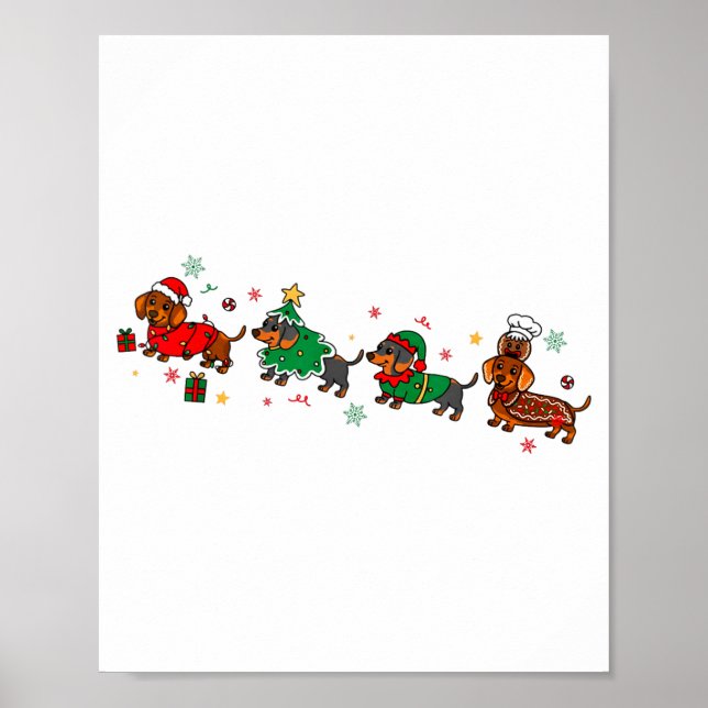 Cute Dachshund Christmas Parade Christmas  Poster (Front)