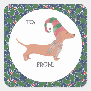 Cute Dachshund Christmas Square Sticker