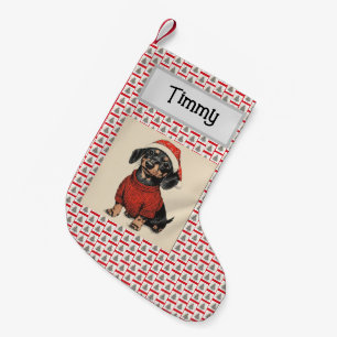 Cute Dachshund, Customised With Name, Wiener Dog,  Small Christmas Stocking