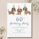 Cute Dachshund Dog 60th Birthday Party  Invitation<br><div class="desc">Cute dachshund dog 60th birthday party invitation. Easy to change the text. Pretty watercolor design.</div>