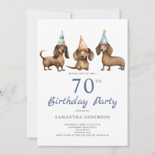 Cute Dachshund Dog 70th Birthday Party  Invitation