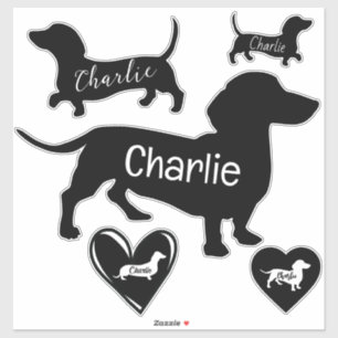 Cute Dachshund Dog Black and White Customizable