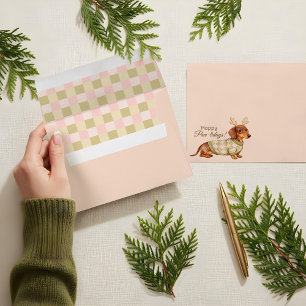 Cute Dachshund Dog Christmas Chequered Sweater  Envelope