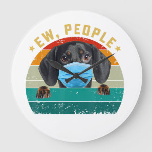 Cute Dachshund Dog Ew People Dog Wearing A Face Ma Large Clock