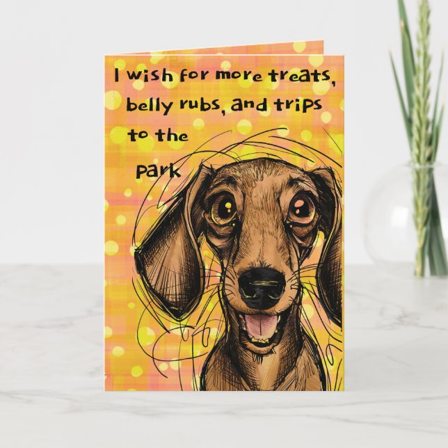 Cute Dachshund Dog Fun Bright Happy Birthday Card (Front)