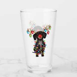 Cute Dachshund Dog Funny Christmas Holiday Gifts Glass
