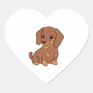 Cute dachshund dog illustration   heart sticker