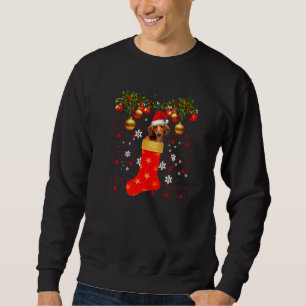 Cute Dachshund Dog In Christmas Sock Santa Hat Dox Sweatshirt