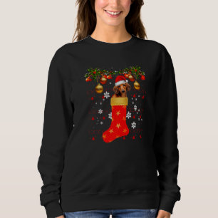 Cute Dachshund Dog In Christmas Sock Santa Hat Dox Sweatshirt
