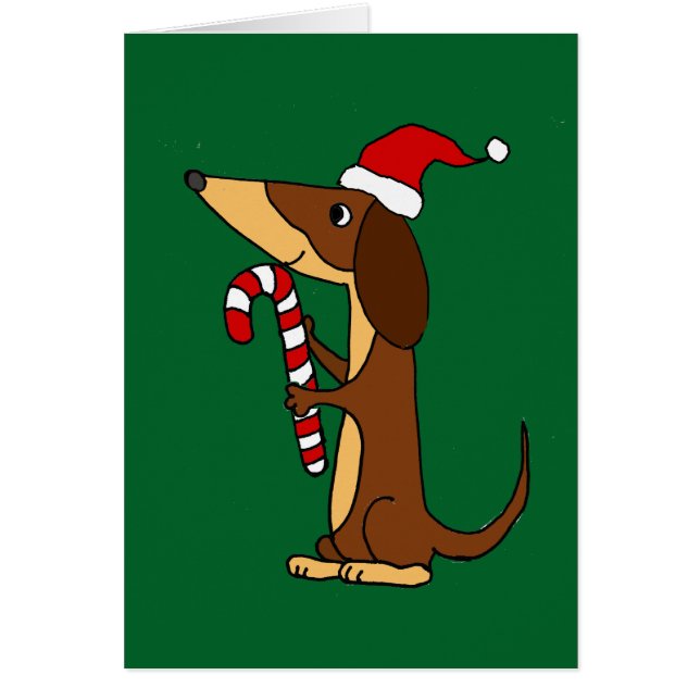 Cute Dachshund Dog in Santa hat Christmas Cartoon (Front)