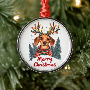 Cute Dachshund Dog Metal Ornament