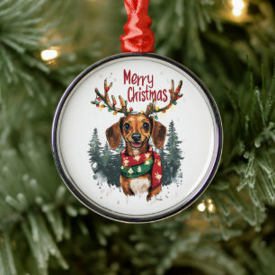 Cute Dachshund Dog Metal Ornament