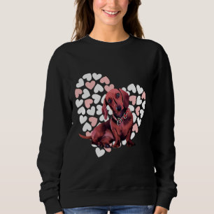 Cute Dachshund Dog On Heart Background Sweatshirt