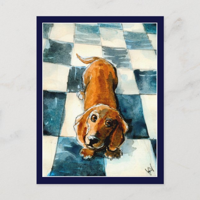 Cute Dachshund dog postcard (Front)