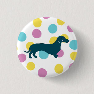 Cute Dachshund Dog Purple Pink Blue Marble 3 Cm Round Badge