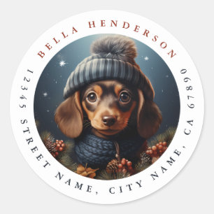 Cute Dachshund Dog Round Stickers