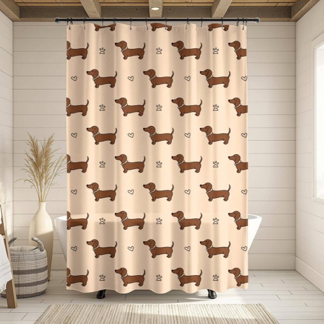 Cute Dachshund Dog Shower Curtain (Creator Uploaded)