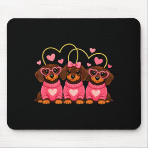 Cute Dachshund Dog Valentines Romantic Lover Heart Mouse Pad