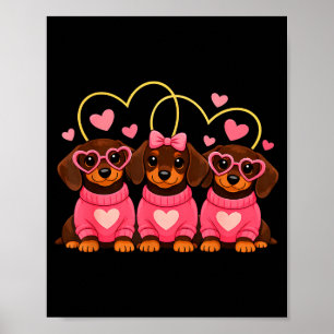 Cute Dachshund Dog Valentines Romantic Lover Heart Poster