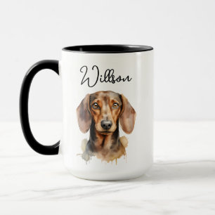 Cute Dachshund Dog Watercolor Mug
