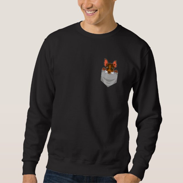 Cute dachshund dog with bone in shirt pocket breas (Front)