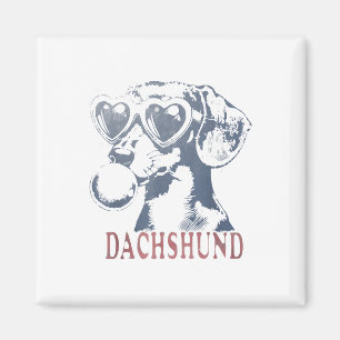 Cute Dachshund Dog With Heart Gles Bubble Gum Magnet