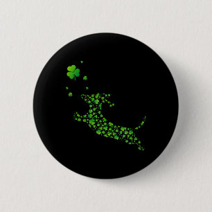 Cute Dachshund Dog With Irish Shamrock St Patricks 6 Cm Round Badge