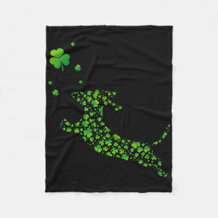 Cute Dachshund Dog With Irish Shamrock St Patricks Fleece Blanket