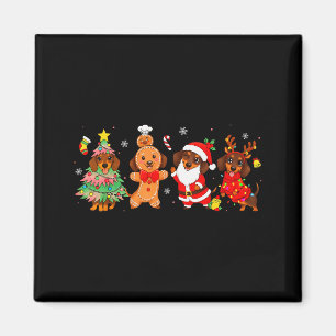 Cute Dachshund Dogs Christmas Tree Gingerbread San Magnet