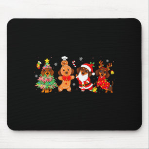 Cute Dachshund Dogs Christmas Tree Gingerbread San Mouse Pad