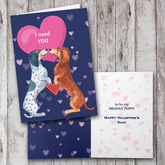 Cute Dachshund Dogs in Love Valentine Holiday Card (Creator Uploaded)