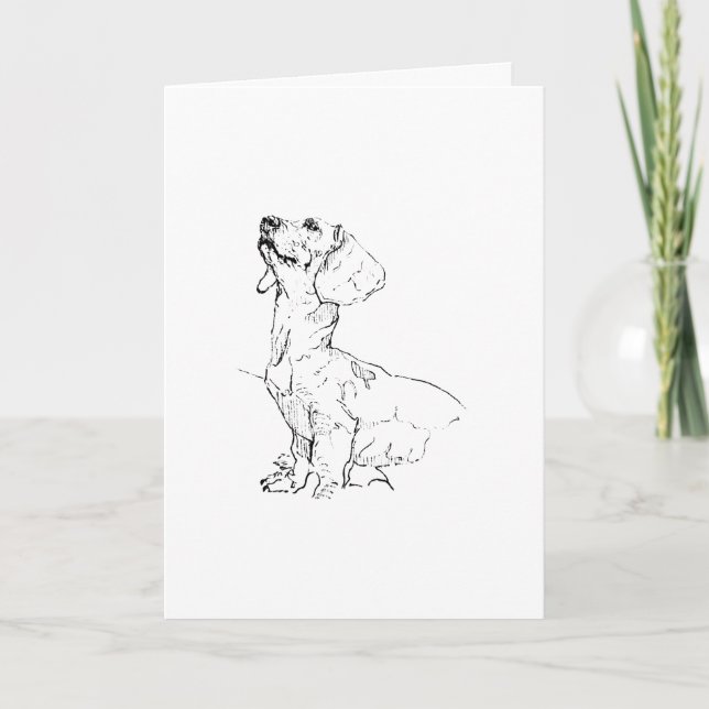 Cute Dachshund Drawing, Dog Parent Card (Front)