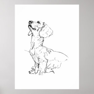 Cute Dachshund Drawing, Dog Parent Poster