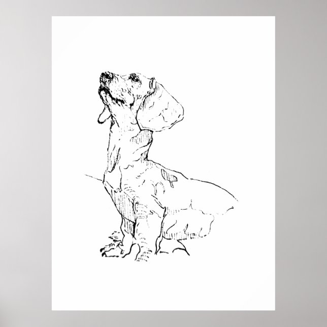 Cute Dachshund Drawing, Dog Parent Poster (Front)